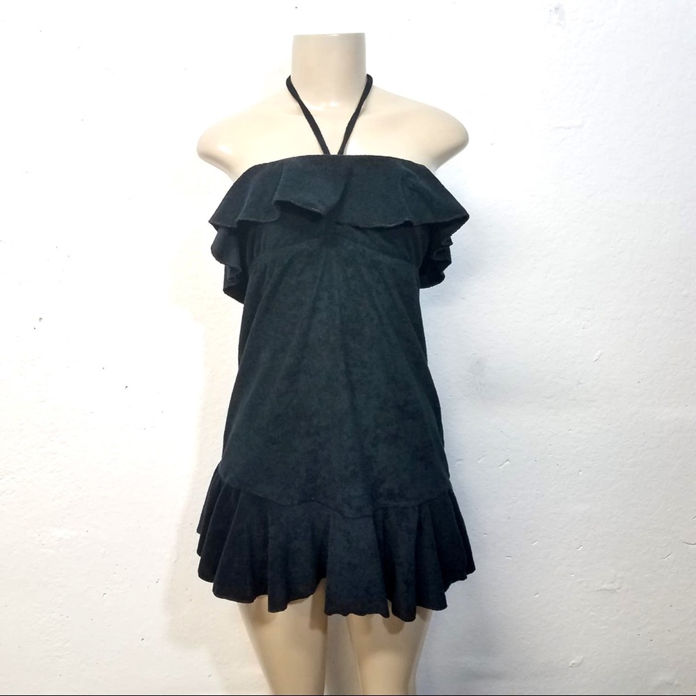 RALPH LAUREN Black Towel Throw Over Dress Medium